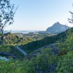 A stunning view of Kabelvåg with the mountain Vågkallen in the distance, as seen from the viewpoint Linken.