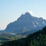 A close-up view of the majestic Vågkallen mountain as seen from the viewpoint Linken