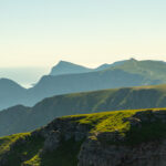 View from Nordlandsnupen with the coastal radio station at Håheia visible in the distance on Værøy.