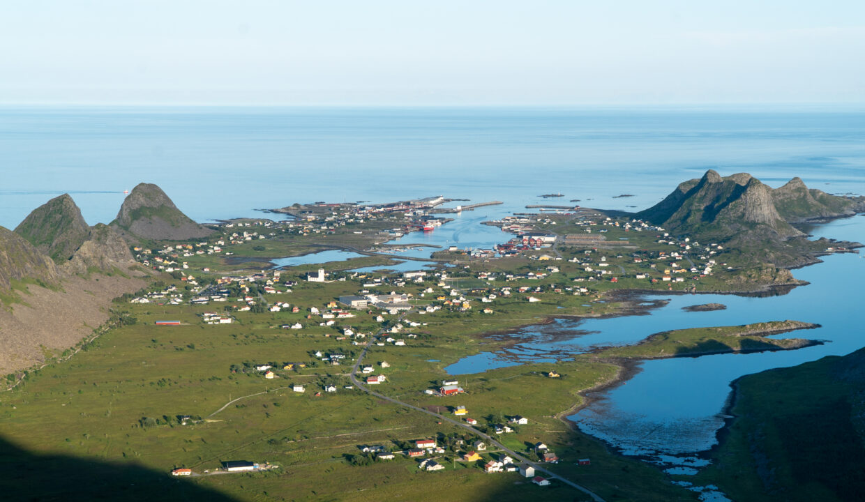 Aerial View of Sørland – Værøy’s Main Village in Lofoten